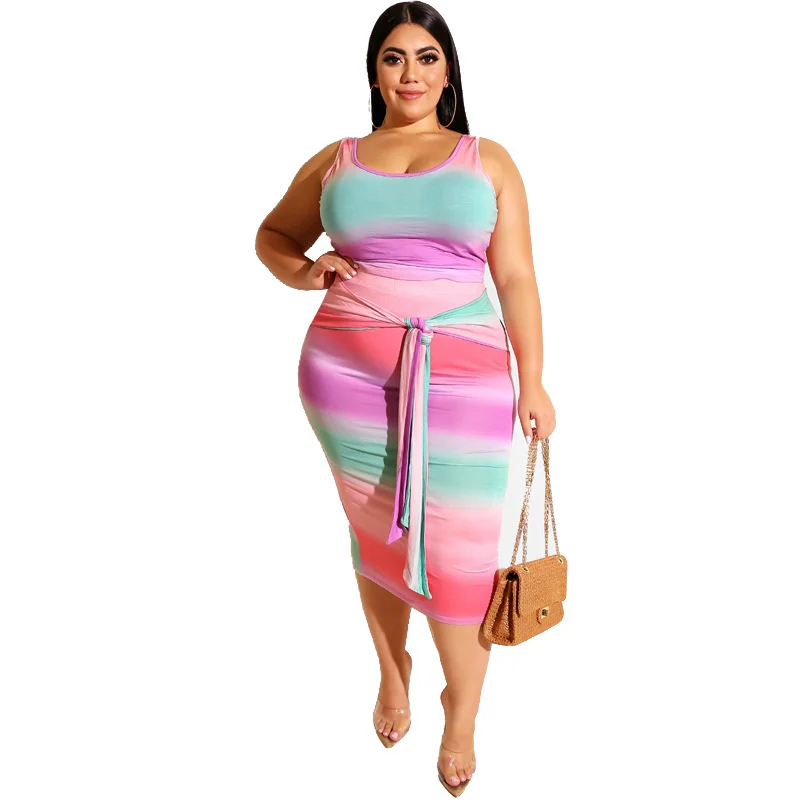 Sylph Women Two Piece Outfits Sets Square Collar Sexy Sleeveless Gradient Crop Top And Skirt Set Plus Size Female Clothing New
Sylph Women Two Piece Outfits Sets Square Collar Sexy Sleeveless Gradient Crop Top And Skirt Set Plus Size Female Clothing New