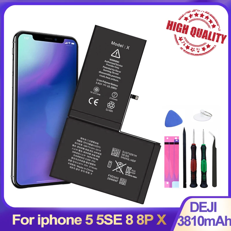 DEJI for iphone X battery replacement 8P internal 5s se 8 battery real capacity
DEJI for iphone X battery replacement 8P internal 5s se 8 battery real capacity