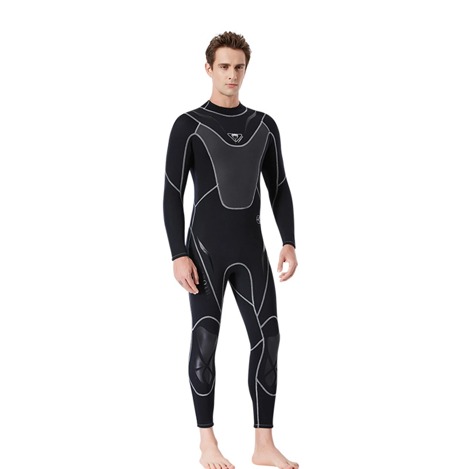 

Купальный мужской неопреновый гидрокостюм с молнией на спине, 3 мм, для серфинга, подводного плавания, водных видов спорта