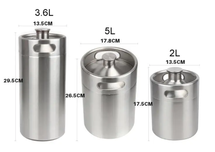 Portable Stainless 2L 3.6L 5L Mini Keg Beer Growler Home Brew Draft Beer Pail Bar Accessories
