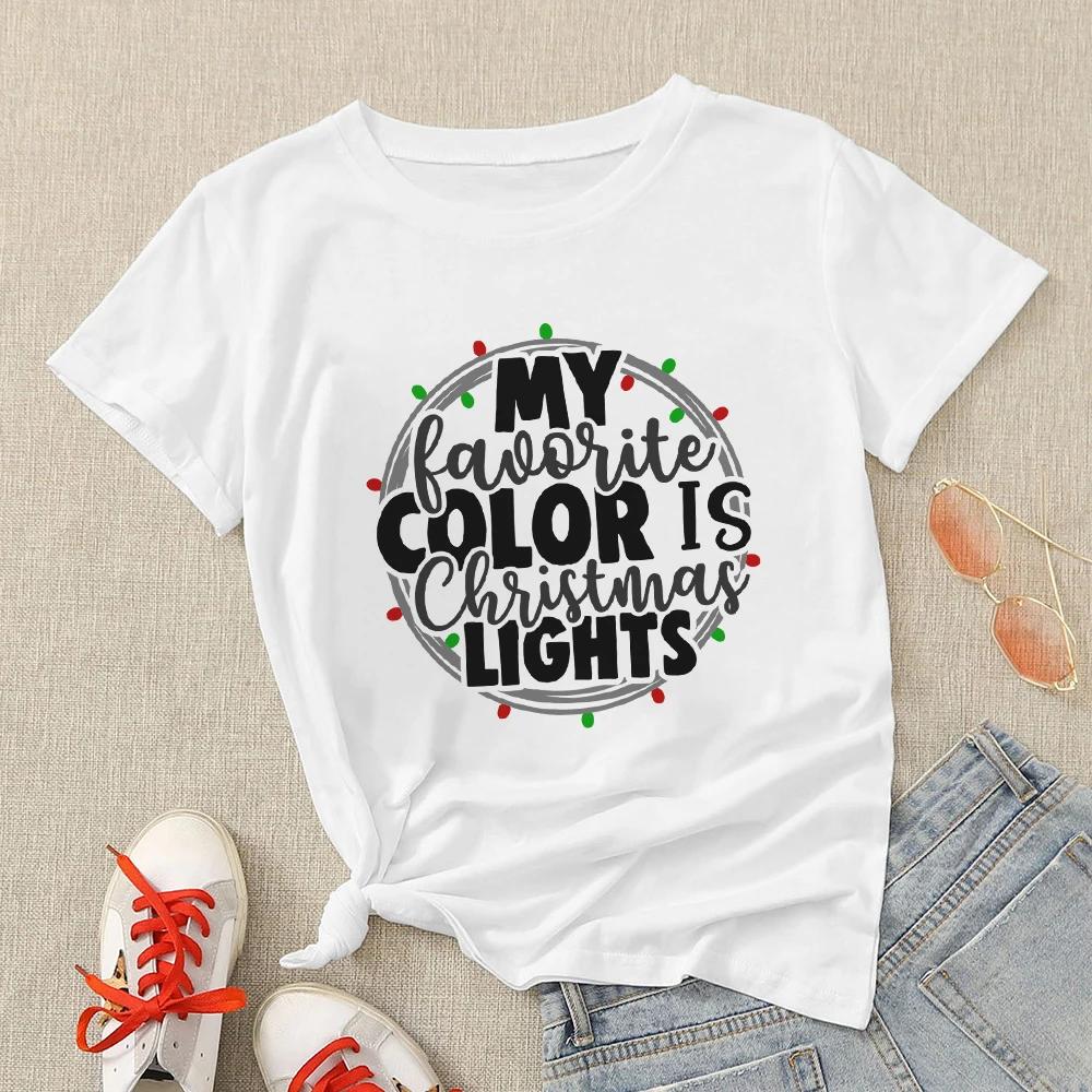 Футболка MUMOU с надписью My Color Is Christmas Lights Top новинка женская футболка в стиле милый