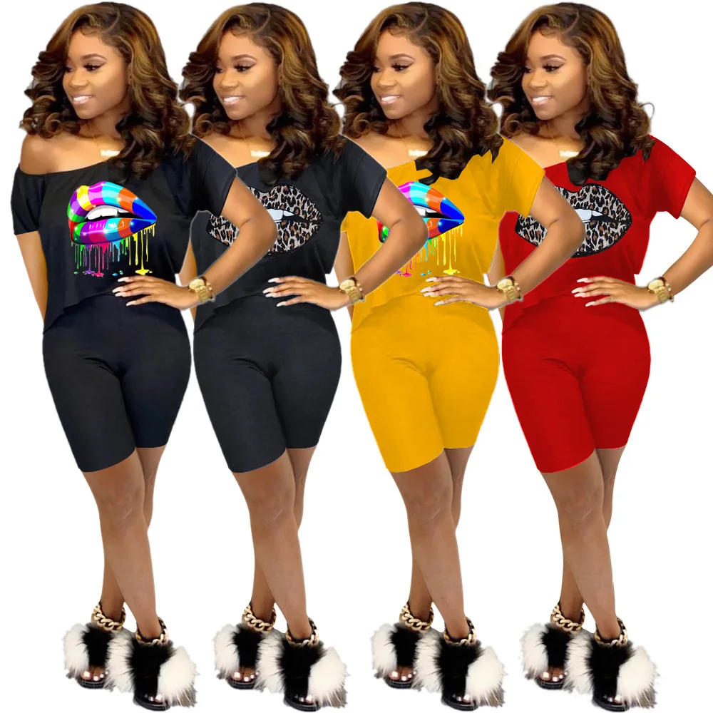 Colorful Big Mouth Print 2 Piece Set Summer Casual Women O Neck Short Sleeve T-shirt Top And Shorts Tracksuit 4 Color
Colorful Big Mouth Print 2 Piece Set Summer Casual Women O Neck Short Sleeve T-shirt Top And Shorts Tracksuit 4 Color