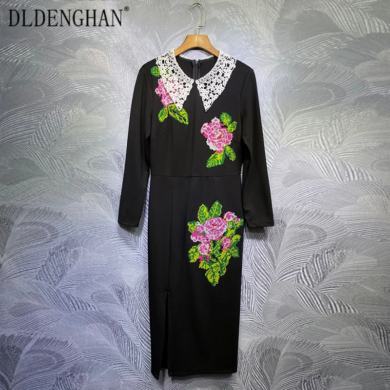 DLDENGHAN Fashion Floral Embroidery Spring Dress Women's Lace Turn-Down Collar Long Sleeve Office Lady Package Buttocks Dresses
DLDENGHAN Fashion Floral Embroidery Spring Dress Women's Lace Turn-Down Collar Long Sleeve Office Lady Package Buttocks Dresses
