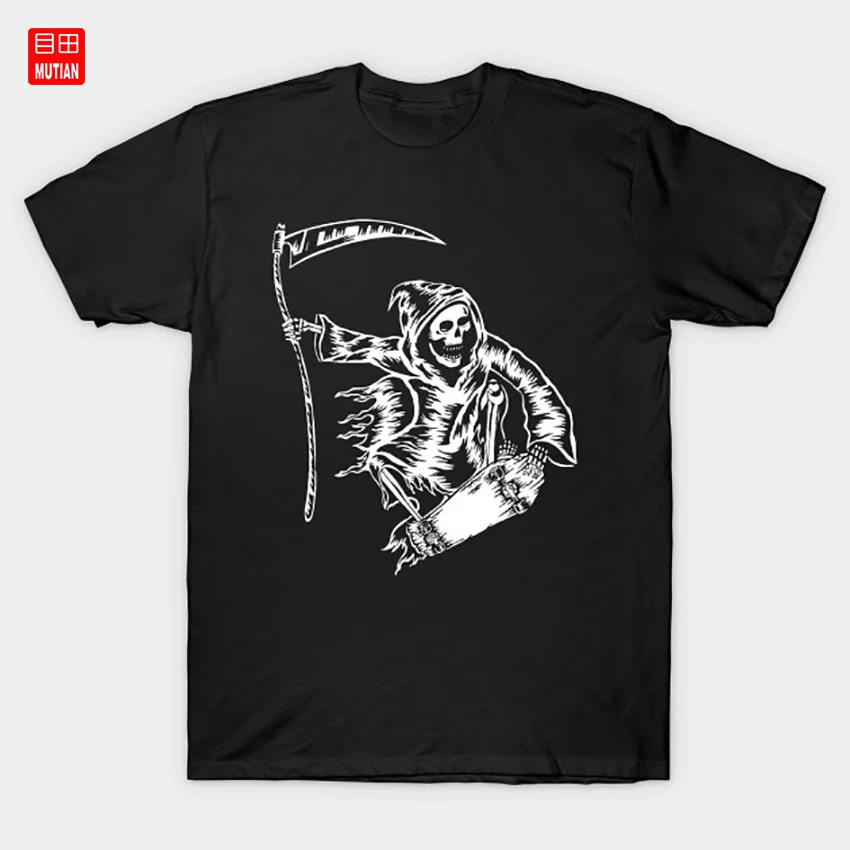 Grim Reaper футболка для катания на роликах Скейтбординг Skater уличная одежда Death Dead Skull