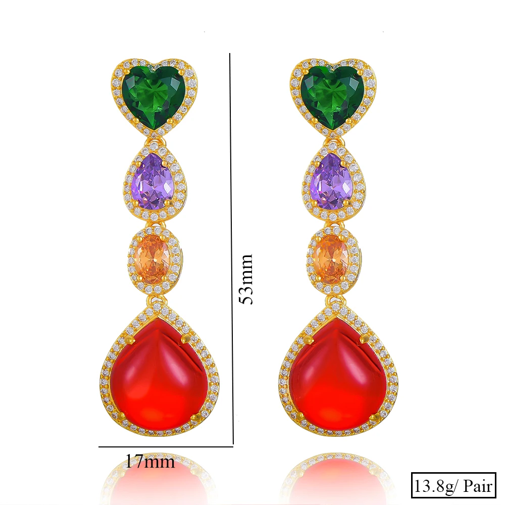 SISCATHY Sweet Luxury Heart Drop Dangle Earrings For Girl Gift Women Bridal Wedding Girl Birthday Earrings Gift High Quality