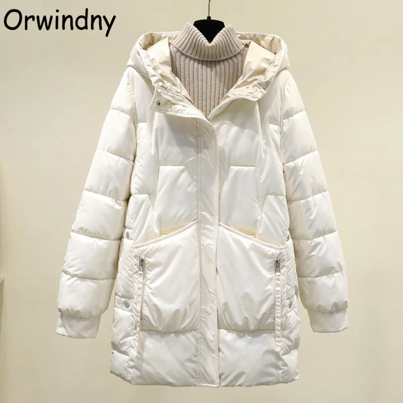 Глянцевое длинное пальто Orwindny женская зимняя одежда водонепроницаемые куртки с