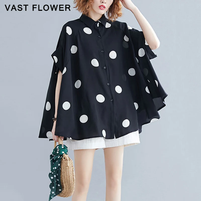 Women Black Polka Dot Print Plus Size Blouse New Chiffon Lapel Short Sleeve Loose Casual Shirt Tops Fashion Summer Clothes 2022
Women Black Polka Dot Print Plus Size Blouse New Chiffon Lapel Short Sleeve Loose Casual Shirt Tops Fashion Summer Clothes 2022