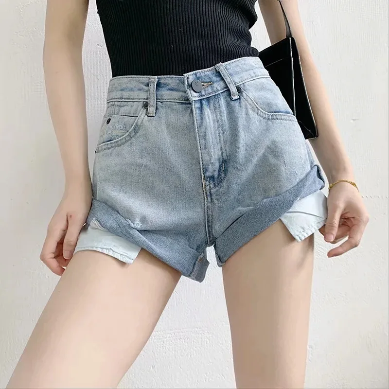 2020 hole denim hot pants flanging pocket High Waist Shorts women's summer trend
2020 hole denim hot pants flanging pocket High Waist Shorts women's summer trend