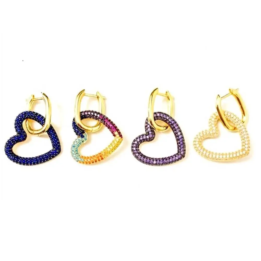 micro pave 5A colorful hollow heart charm dangle drop earring Gold color green blue red white cz heart jewelry
micro pave 5A colorful hollow heart charm dangle drop earring Gold color green blue red white cz heart jewelry