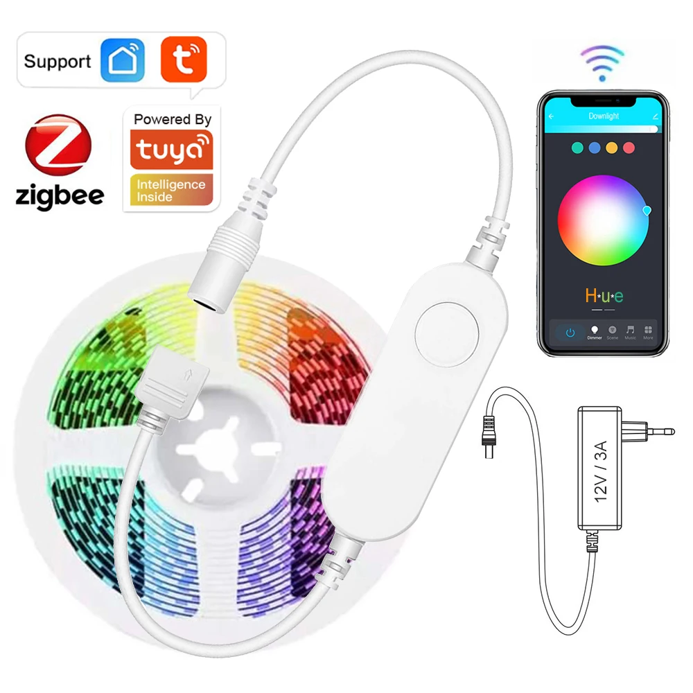 5M Zigbee Smart LED Strip DC12V Hue Dimmer RGBCW RGB CW Controller Works with Alexa Echo Plus Google Assistant Smartthings Tuya
5M Zigbee Smart LED Strip DC12V Hue Dimmer RGBCW RGB CW Controller Works with Alexa Echo Plus Google Assistant Smartthings Tuya
