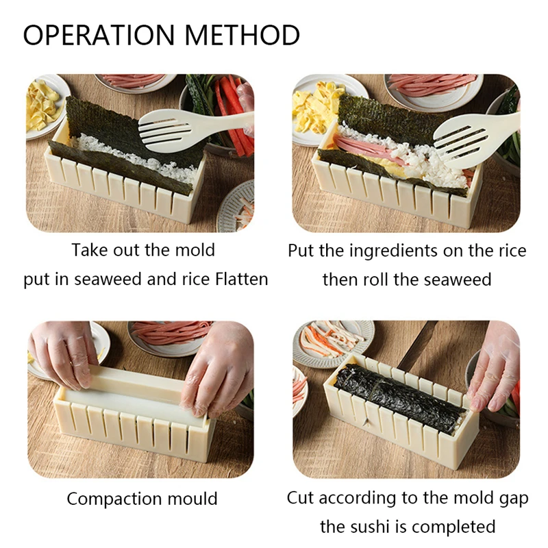 10Pcs/Set Sushi Maker Equipment Kit,Japanese Rice Ball Cake Roll Mold Sushi Multifunctional Mould Making Sushi Tools
10Pcs/Set Sushi Maker Equipment Kit,Japanese Rice Ball Cake Roll Mold Sushi Multifunctional Mould Making Sushi Tools