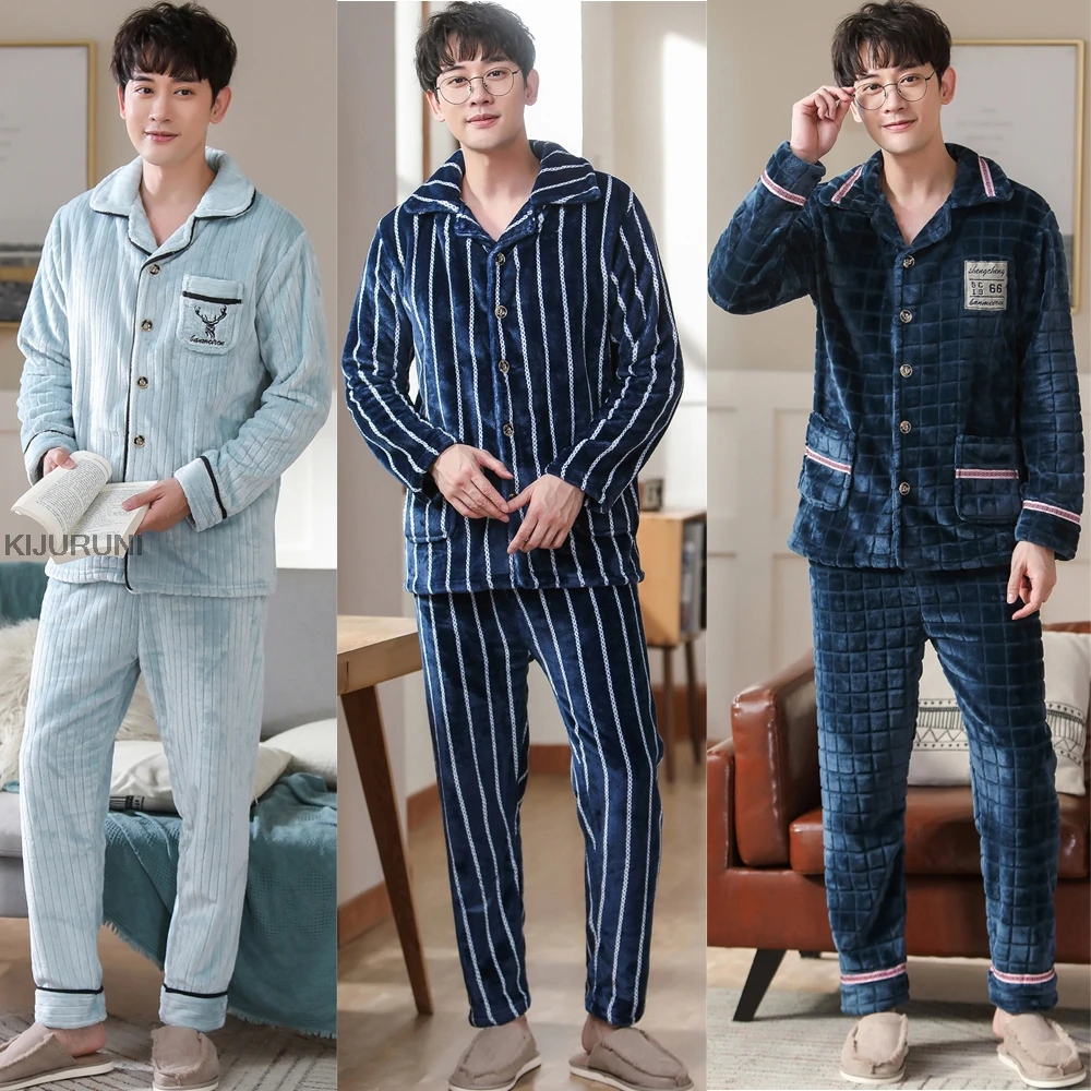 Men's Winter Thicken Flannel Pajamas Sets Male Long Sleeve Pajamas Plus Size Pijama Sleepwear Homewear Teenager Casual Pyjamas
Men's Winter Thicken Flannel Pajamas Sets Male Long Sleeve Pajamas Plus Size Pijama Sleepwear Homewear Teenager Casual Pyjamas
