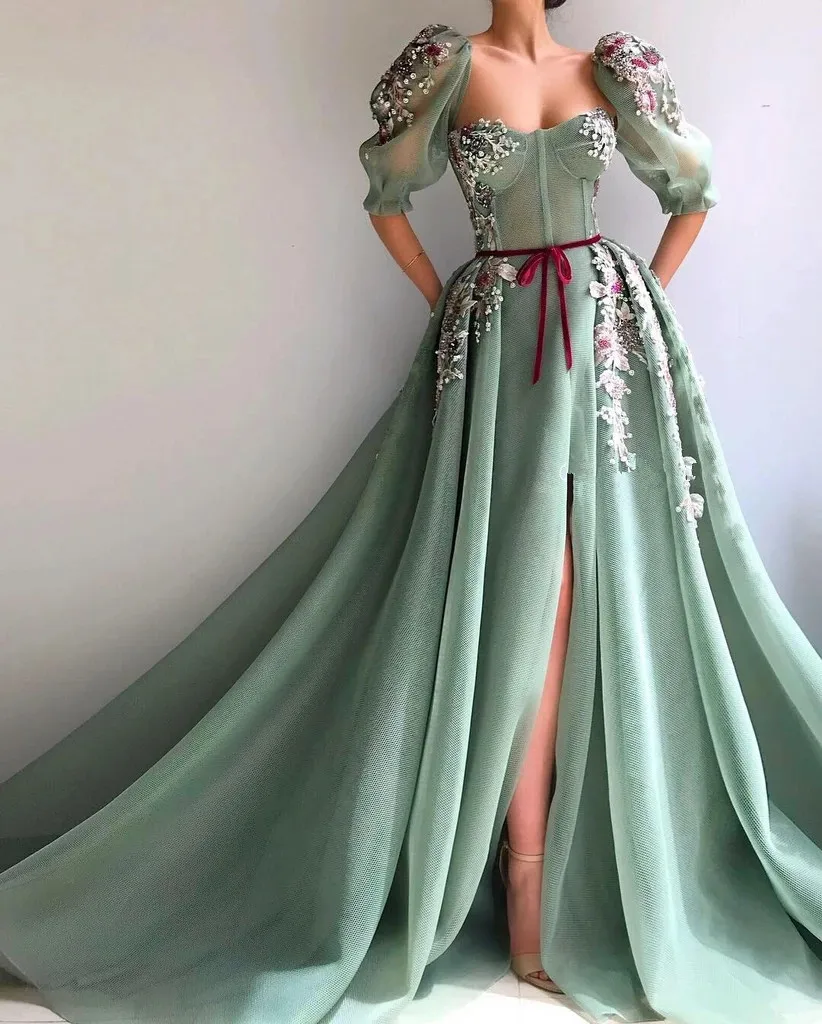 Moroccan Evening Dresses A-line Sweetheart Half Sleeves Tulle Appliques Long Luxury Turkey Dubai Saudi Arabia Prom Dress Gown
Moroccan Evening Dresses A-line Sweetheart Half Sleeves Tulle Appliques Long Luxury Turkey Dubai Saudi Arabia Prom Dress Gown