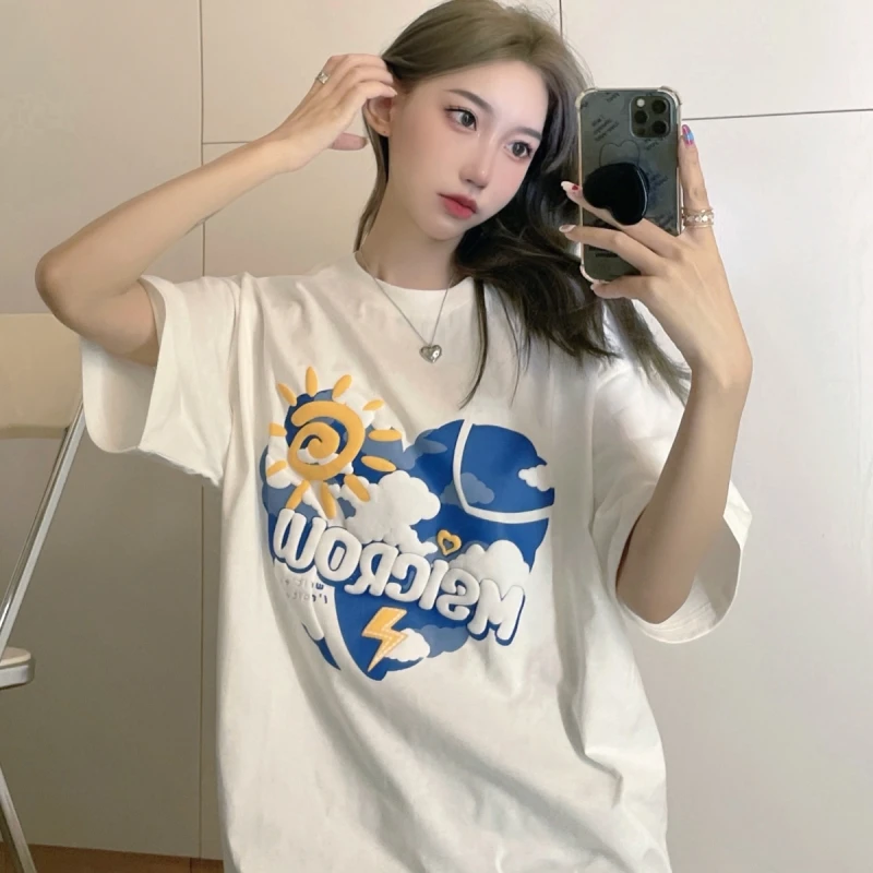 Love cartoon print short-sleeved t-shirt female 2021 summer round neck loose casual college style t-shirt
Love cartoon print short-sleeved t-shirt female 2021 summer round neck loose casual college style t-shirt