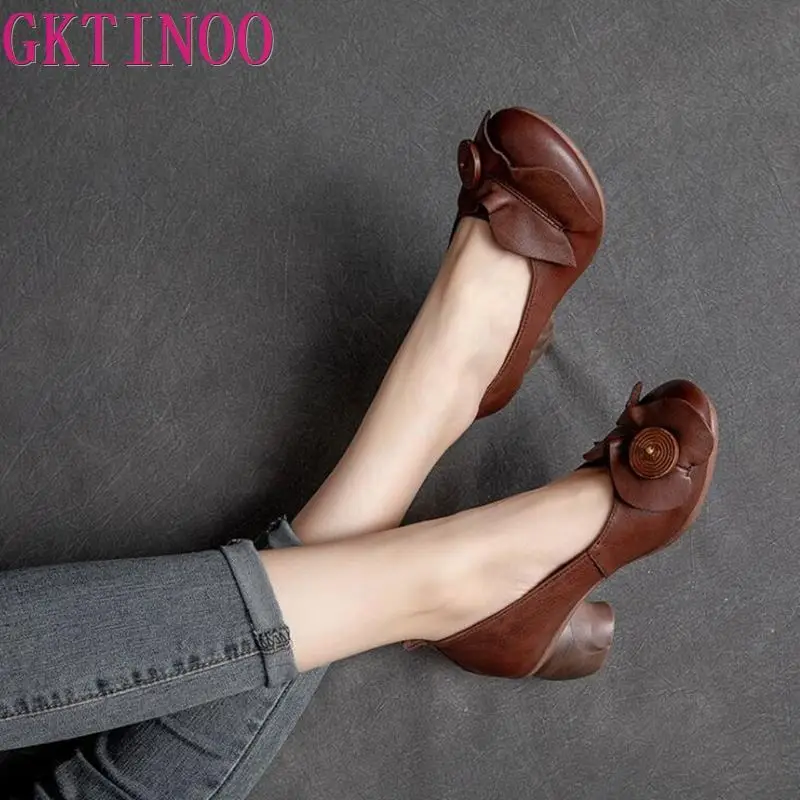 GKTINOO manual Genuine Leather Heeled shoes Retro pattern fashion Everyday women's shoes Brown Black Comfortable shoes
GKTINOO manual Genuine Leather Heeled shoes Retro pattern fashion Everyday women's shoes Brown Black Comfortable shoes