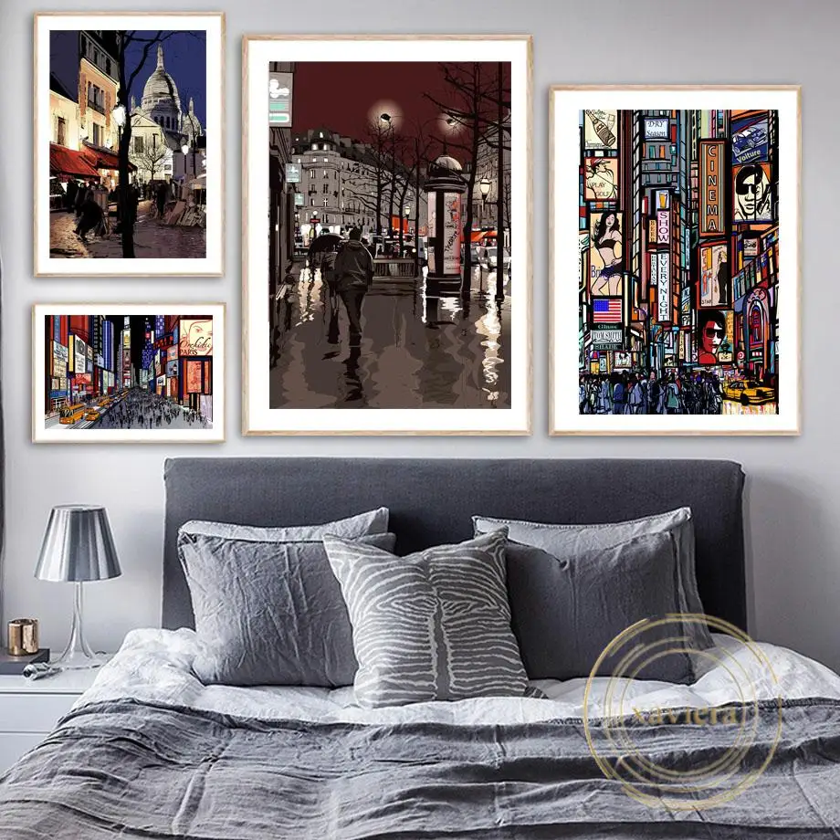 Paris Street Night View Abstract Poster Nordic Lamp Umbrella House Tree Wall Art Canvas Painting Home Decoration Living Room
Paris Street Night View Abstract Poster Nordic Lamp Umbrella House Tree Wall Art Canvas Painting Home Decoration Living Room