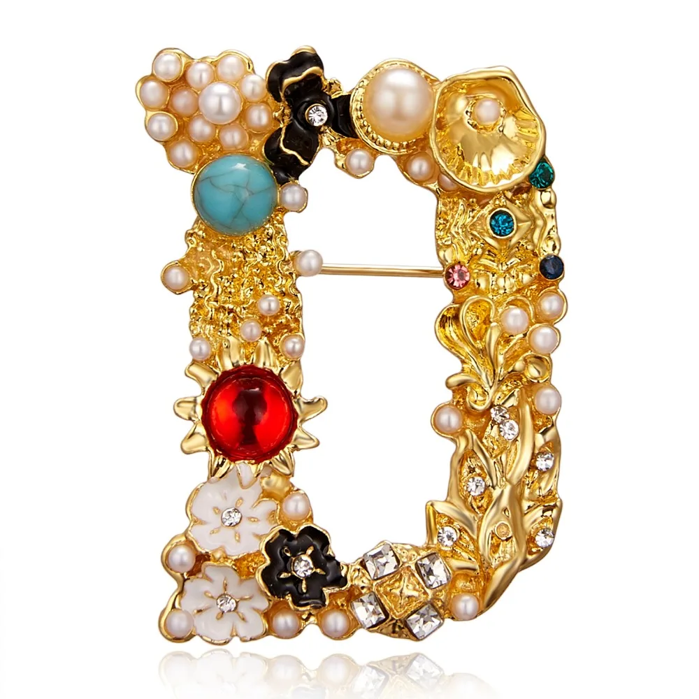 Exquisite Initial Name Brooches Retro Pearl Gem Golden Letter D Brooch Pin for Women Luxury Wedding Jewelry Clothes Accessories
Exquisite Initial Name Brooches Retro Pearl Gem Golden Letter D Brooch Pin for Women Luxury Wedding Jewelry Clothes Accessories