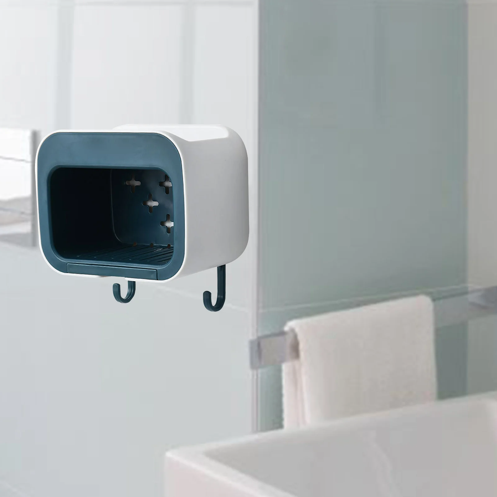 Wall-mounted innovative bathroom soap box without perforation drain with hook soap box household storage rack with drain tray
Wall-mounted innovative bathroom soap box without perforation drain with hook soap box household storage rack with drain tray