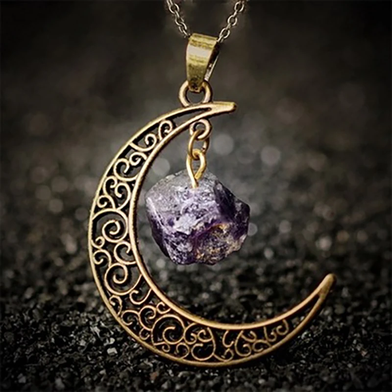 Retro Galaxy Moon Crystal Crescent Irregular Natural Stone Pendant Necklace Polycrystalline Quartz Crystal Pendant Jewelry
Retro Galaxy Moon Crystal Crescent Irregular Natural Stone Pendant Necklace Polycrystalline Quartz Crystal Pendant Jewelry