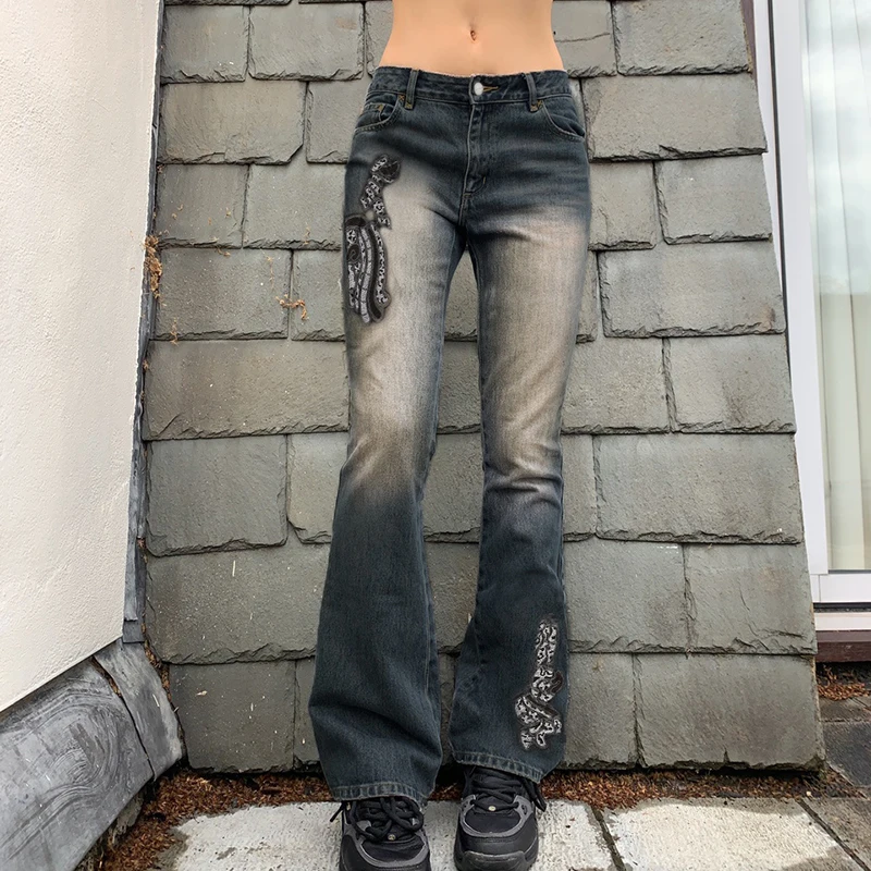 WeiYao Embroidery Retro Black Y2K Pants Women Denim Vintage Low Waist Trouser Streetwear Aesthetic Pants Goth Grunge Fairycore
WeiYao Embroidery Retro Black Y2K Pants Women Denim Vintage Low Waist Trouser Streetwear Aesthetic Pants Goth Grunge Fairycore