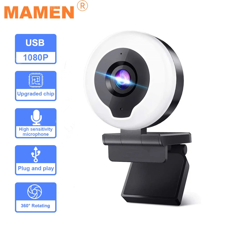 Web Camera Auto Focus Ring Beautify Fill Lighting Video Webcam HD 1080P 2k Live Broadcast Mic USB 3 Grades Touch Brightness
Web Camera Auto Focus Ring Beautify Fill Lighting Video Webcam HD 1080P 2k Live Broadcast Mic USB 3 Grades Touch Brightness