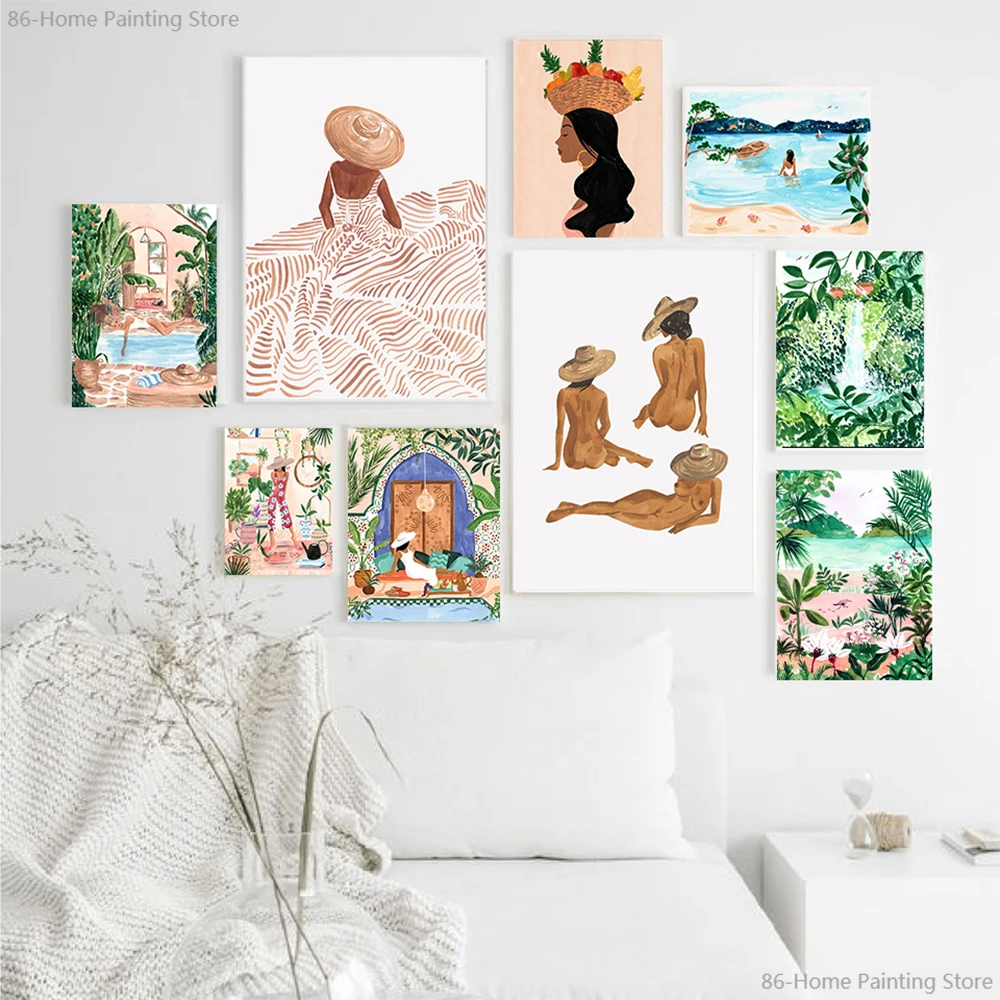 Morocco Print Fashion Boho Chic Illustration Posters Summer Tropical Wall Art Pictures Nude Feminine Canvas Painting Home Decor 
Morocco Print Fashion Boho Chic Illustration Posters Summer Tropical Wall Art Pictures Nude Feminine Canvas Painting Home Decor