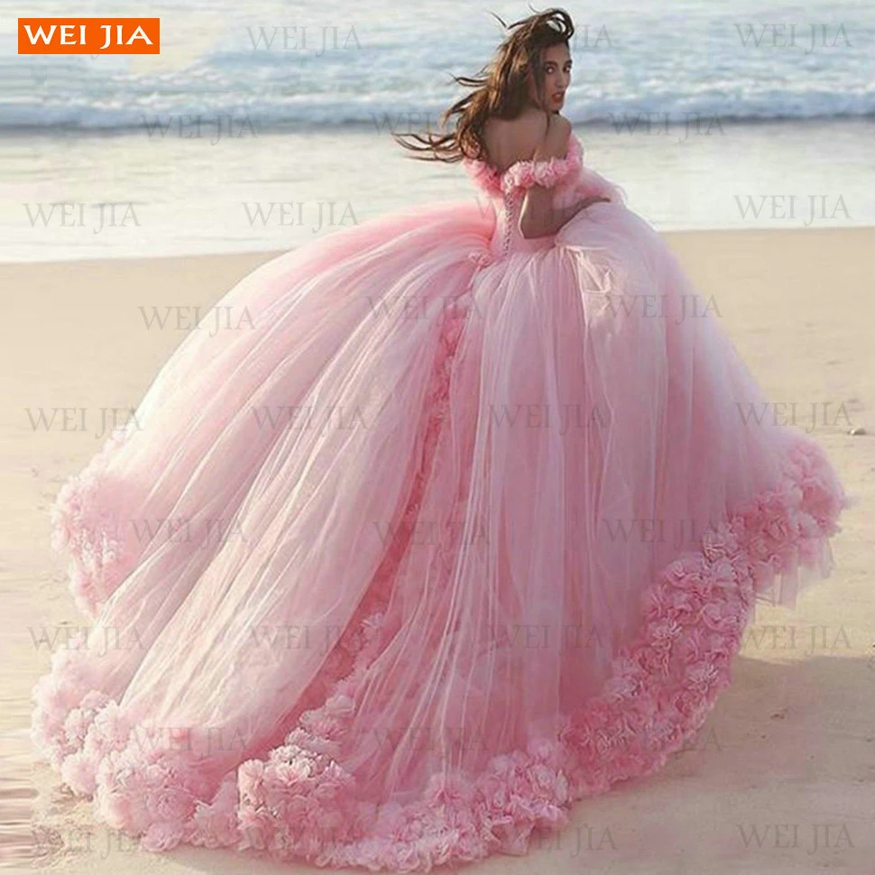 New Puffy Wedding Dresses Ball Gown Princess Cinderella Pink Party Gowns Off Shoulder 3D Flowers Vestidos De 15 Anos Bride Dress
New Puffy Wedding Dresses Ball Gown Princess Cinderella Pink Party Gowns Off Shoulder 3D Flowers Vestidos De 15 Anos Bride Dress