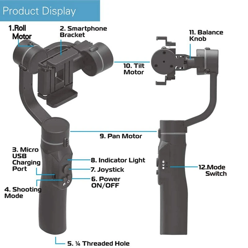 H2 3 Axis Handheld Gimbal USB Charging Video Record Universal Adjustable Direction Smartphone Stabilizer with Stand
H2 3 Axis Handheld Gimbal USB Charging Video Record Universal Adjustable Direction Smartphone Stabilizer with Stand