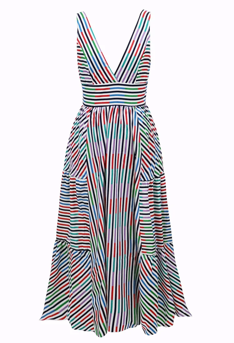 2020 European and American Summer New Women's Popular Striped Prints Dress Deep V Strap Expansion Skirt
2020 European and American Summer New Women's Popular Striped Prints Dress Deep V Strap Expansion Skirt