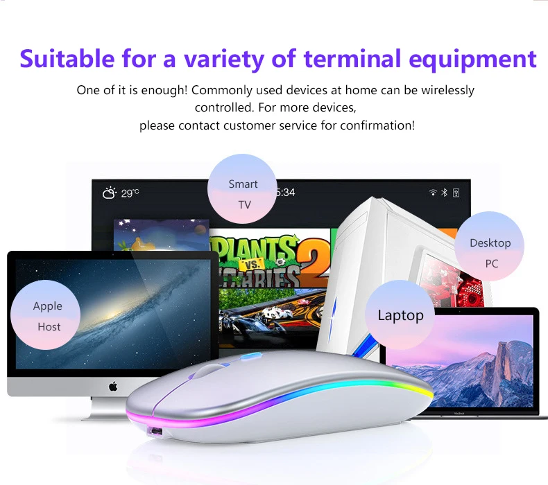 2.4GHz Wireless Mouse Optical Mouse Mice USB Rechargeable RGB For PC Laptop Computer Adjustable DPI Speed Wireless Mouse
2.4GHz Wireless Mouse Optical Mouse Mice USB Rechargeable RGB For PC Laptop Computer Adjustable DPI Speed Wireless Mouse