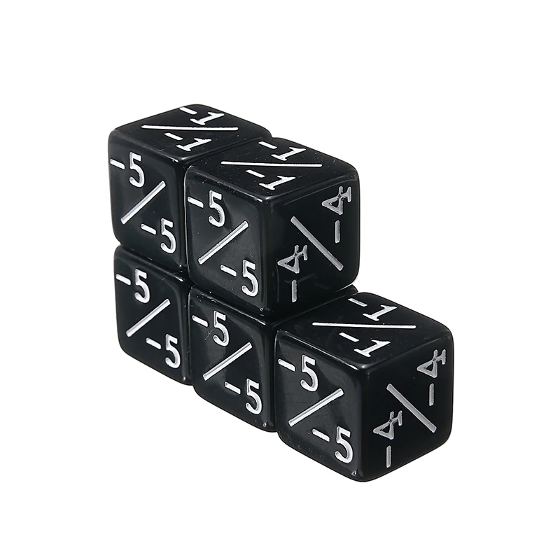 5 шт. черные игральные кости счетчики отрицательный-1/-1-6/6 кубики стол вечерние бар игра интересные кости оптом
5 шт. черные игральные кости счетчики отрицательный-1/-1-6/6 кубики стол вечерние бар игра интересные кости оптом