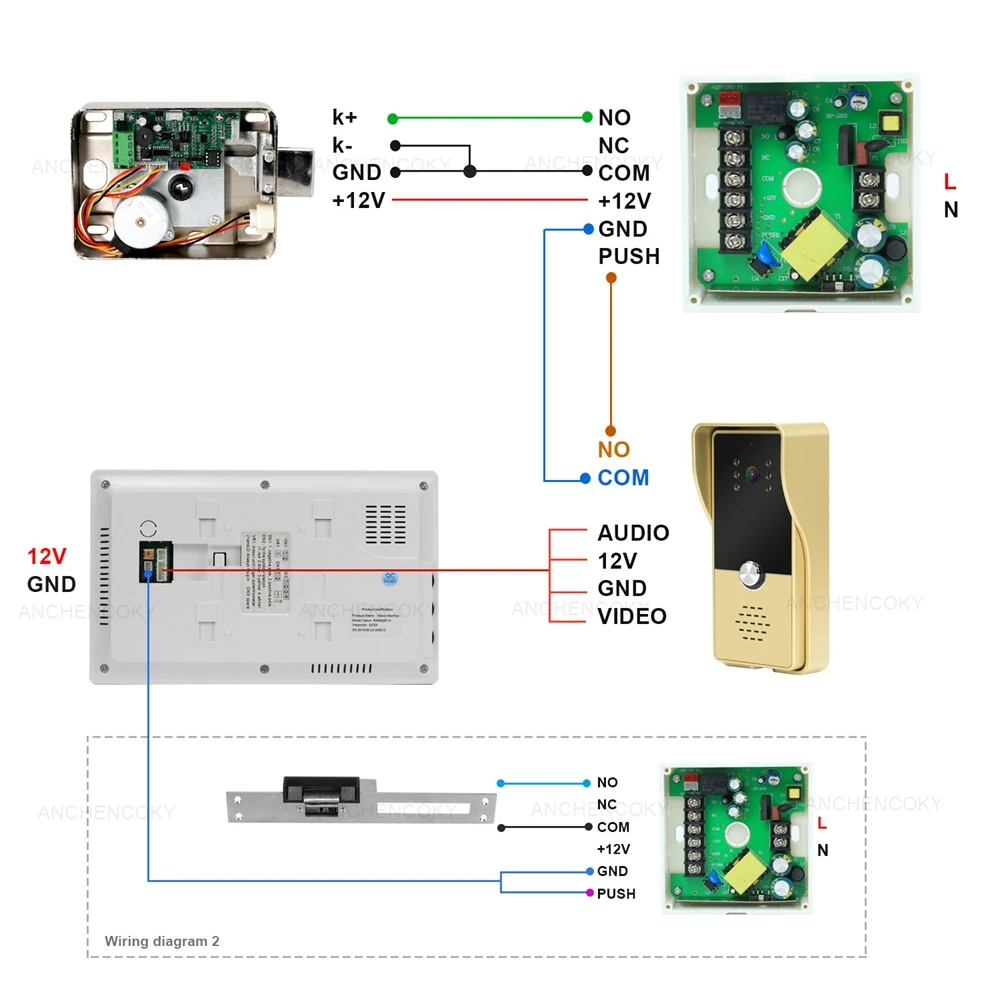 Anchencoky7 дюймов видео домофон дверной звонок камера Поддержка электронных замков