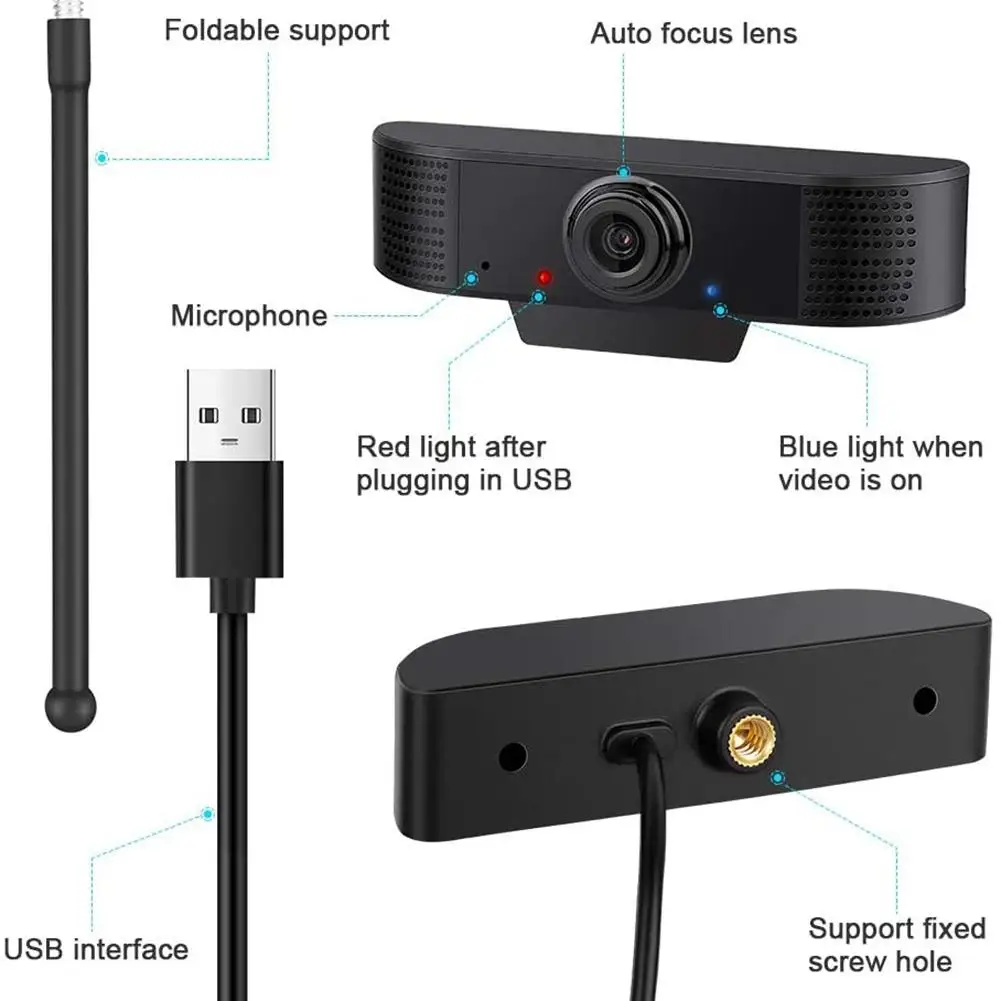 1080P Full HD Portable Webcam USB Mini Computer Camera With Microphone for Video Teaching Remote Conference Pc Webcam
1080P Full HD Portable Webcam USB Mini Computer Camera With Microphone for Video Teaching Remote Conference Pc Webcam