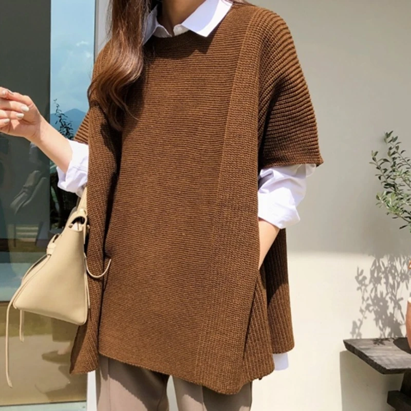 Women Korean Autumn Knitted Pullovers Sweater Loose Short Sleeve Tops Casual Round Neck Vintage Ladies Sueter Mujer Female
Women Korean Autumn Knitted Pullovers Sweater Loose Short Sleeve Tops Casual Round Neck Vintage Ladies Sueter Mujer Female