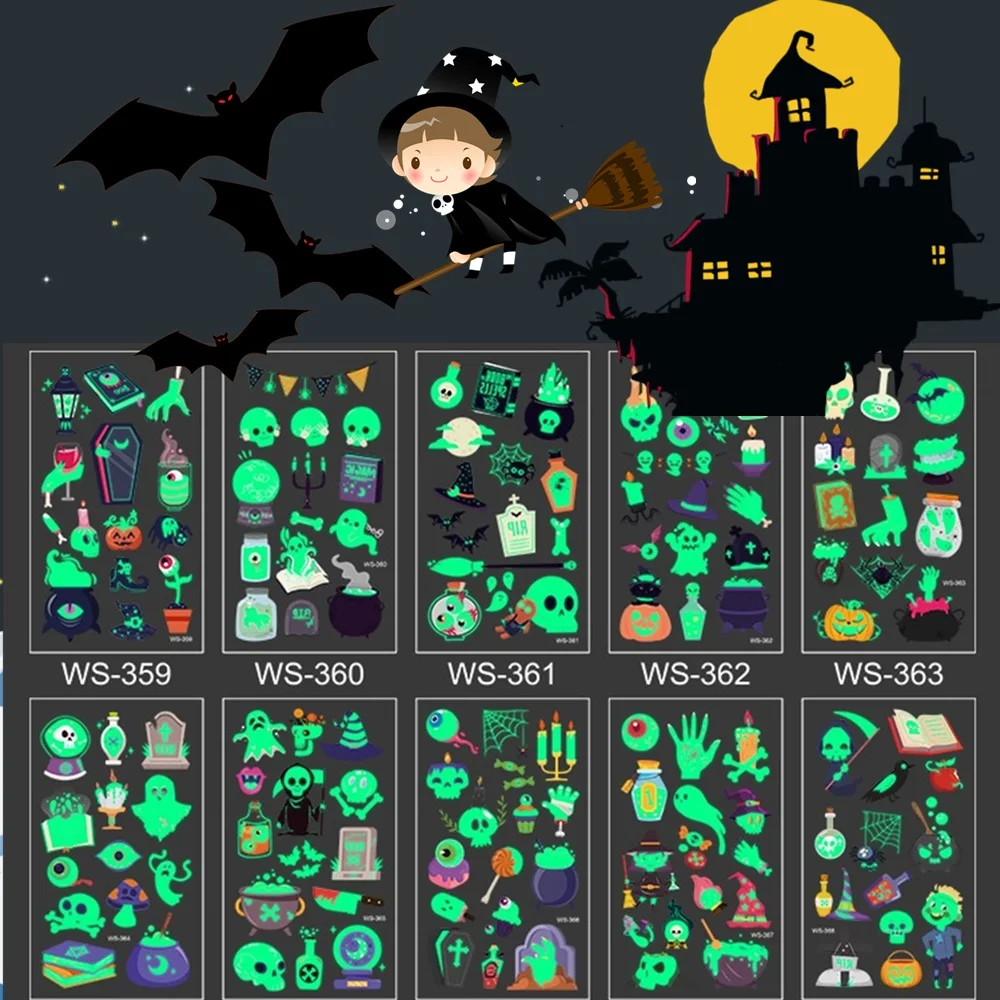 10pcs/set Halloween Luminous Tattoo Christmas Cartoon Temporary Kids Party Sticker Disposable Noctilucent tatouage temporaire
10pcs/set Halloween Luminous Tattoo Christmas Cartoon Temporary Kids Party Sticker Disposable Noctilucent tatouage temporaire