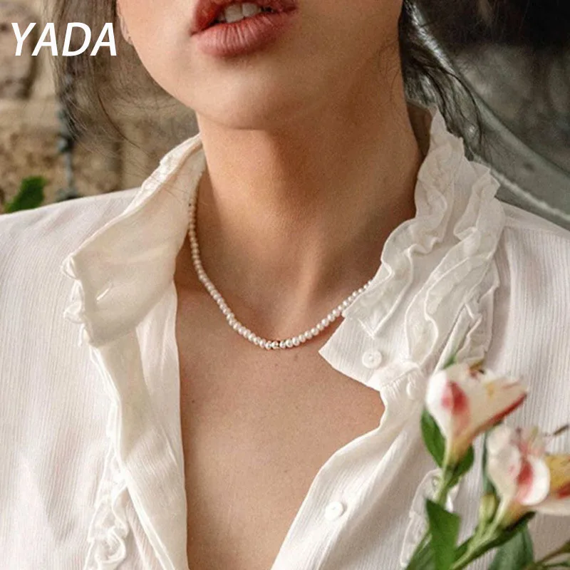Женский чокер с искусственным жемчугом YADA элегантный большой белый бусинами