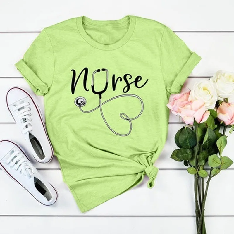 Nurse Stethoscope Print T Shirt Women Short Sleeve O Neck Loose Tshirt Summer Women Tee Shirt Tops Camisetas Mujer
Nurse Stethoscope Print T Shirt Women Short Sleeve O Neck Loose Tshirt Summer Women Tee Shirt Tops Camisetas Mujer