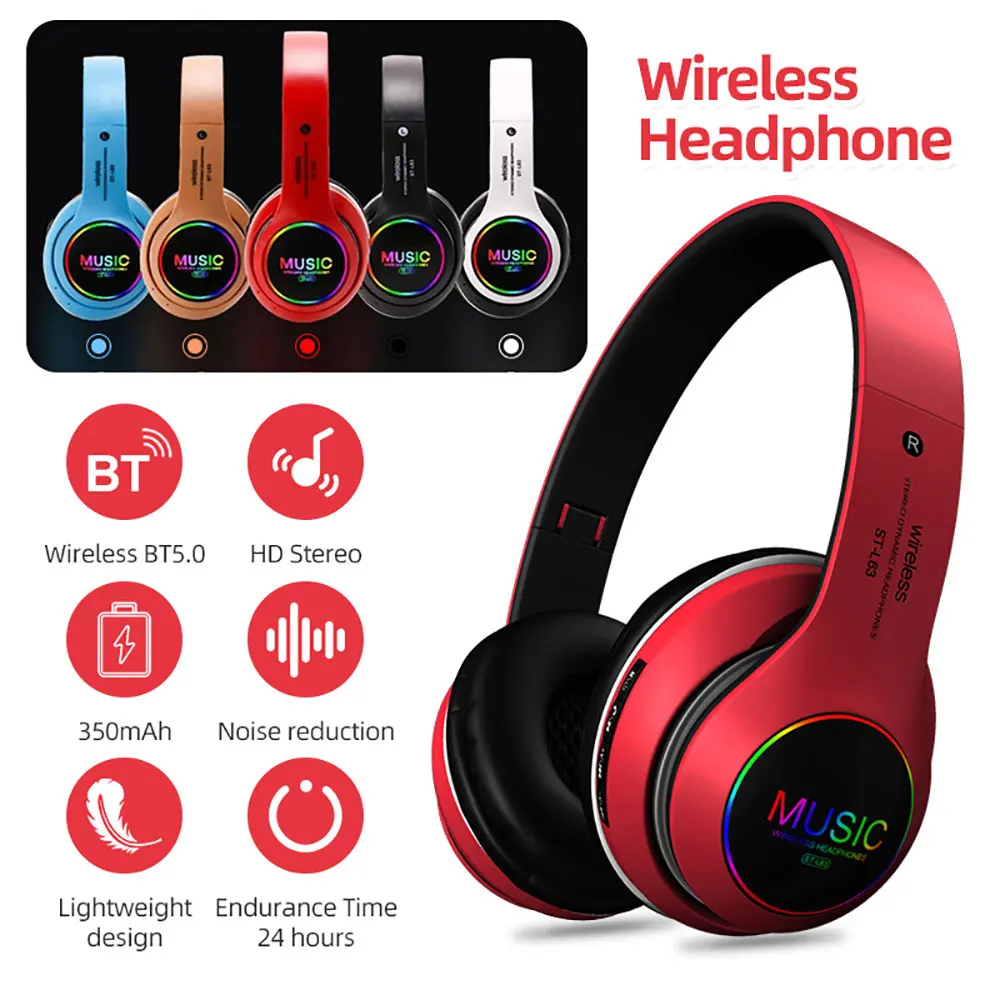 Foldable LED Wireless Stereo Headphone Sports Bluetooth 5.0 Headset Colorful Lights 3.5mm Line Hands-free Headphone for apt-X
Foldable LED Wireless Stereo Headphone Sports Bluetooth 5.0 Headset Colorful Lights 3.5mm Line Hands-free Headphone for apt-X