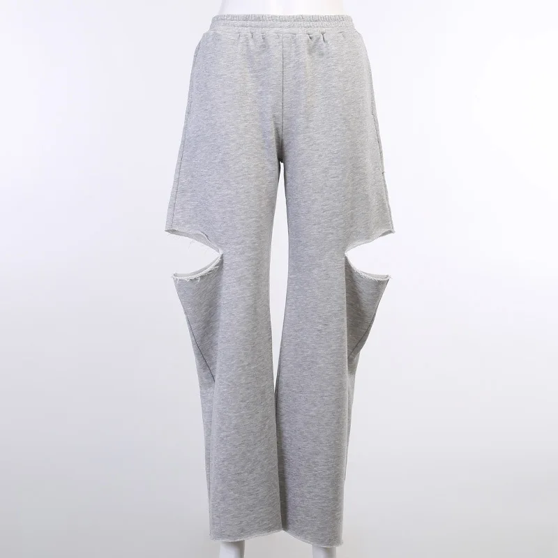 Wide Leg Casual Pants Women High Waist Loose Hollow Out Holes Spring Summer Fashion Streetwear Jogging Trouser 2021
Wide Leg Casual Pants Women High Waist Loose Hollow Out Holes Spring Summer Fashion Streetwear Jogging Trouser 2021