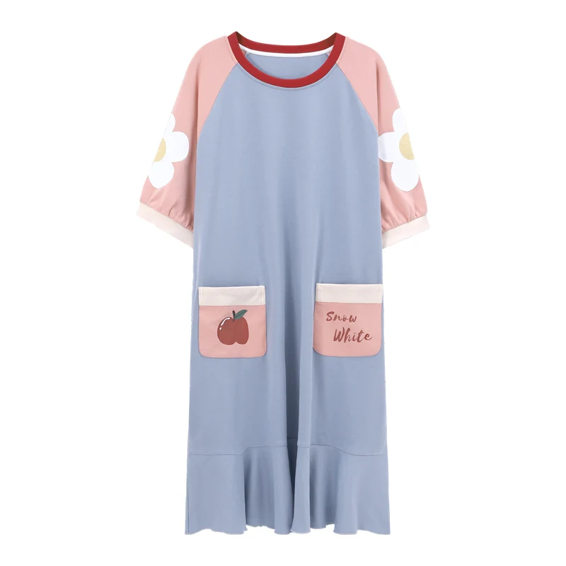 Women Round Neck Short Sleeve Loose Nightgowns Cartoon Print Dress Home Summer Cotton Princess Sleepwear Breathable Nightdress
Women Round Neck Short Sleeve Loose Nightgowns Cartoon Print Dress Home Summer Cotton Princess Sleepwear Breathable Nightdress