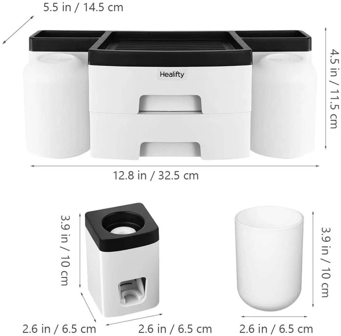 toothpaste dispenser Toothbrush rack wall-mounted toilet brushing cup punch-free mouthwash dental cylinder dental storage set
toothpaste dispenser Toothbrush rack wall-mounted toilet brushing cup punch-free mouthwash dental cylinder dental storage set