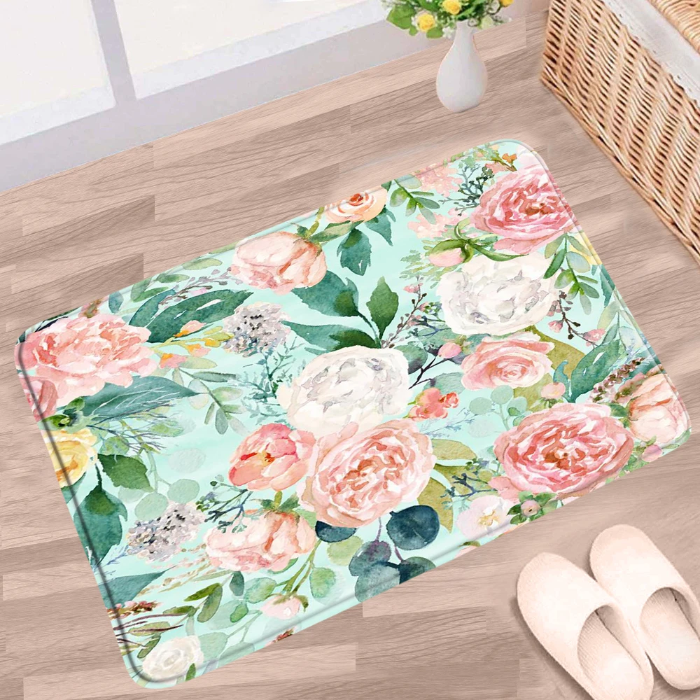 Doormat Plants Flowers Bathroom Mat Green Leaf Watercolor Floral Pink Peony Non-Slip Rugs Flannel Fabric Kitchen Doorway Carpets
Doormat Plants Flowers Bathroom Mat Green Leaf Watercolor Floral Pink Peony Non-Slip Rugs Flannel Fabric Kitchen Doorway Carpets