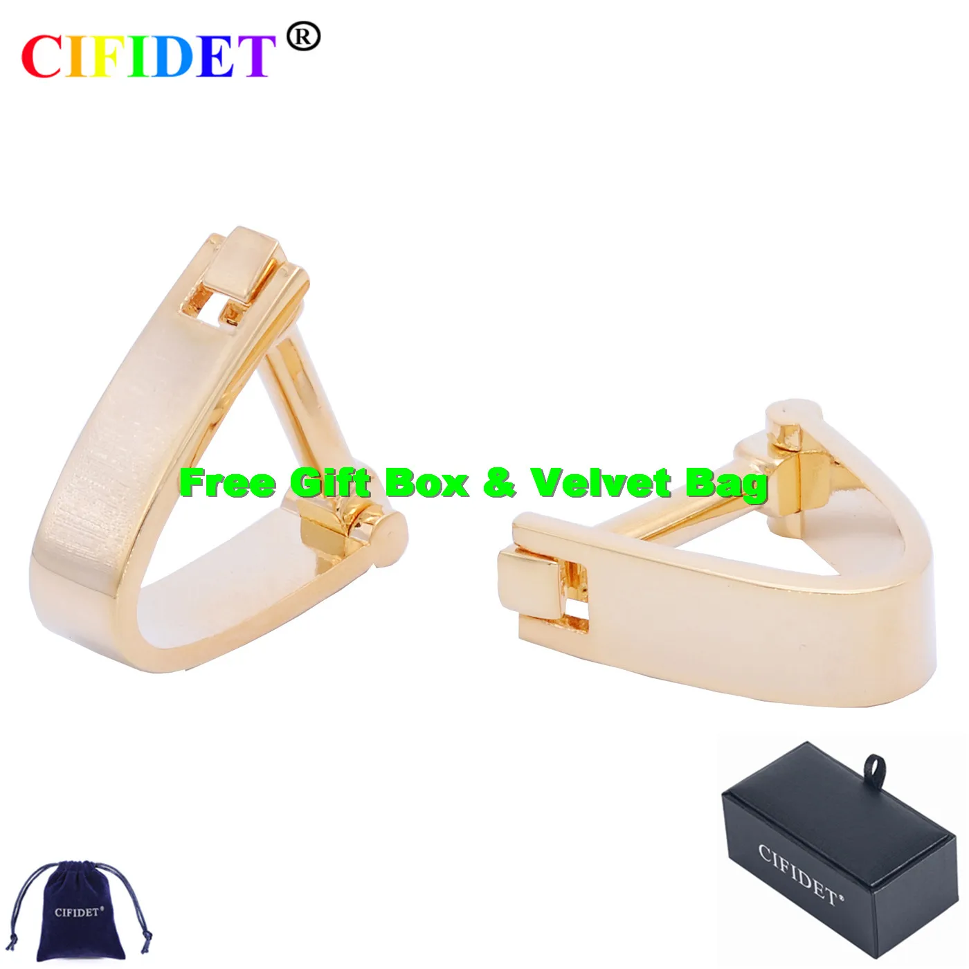 CIFIDET Mens Fashion Cufflink Novelty Gold V Shape Cuff Link With Velvet Bag and Gift Box Jewelry Accessories Present
CIFIDET Mens Fashion Cufflink Novelty Gold V Shape Cuff Link With Velvet Bag and Gift Box Jewelry Accessories Present