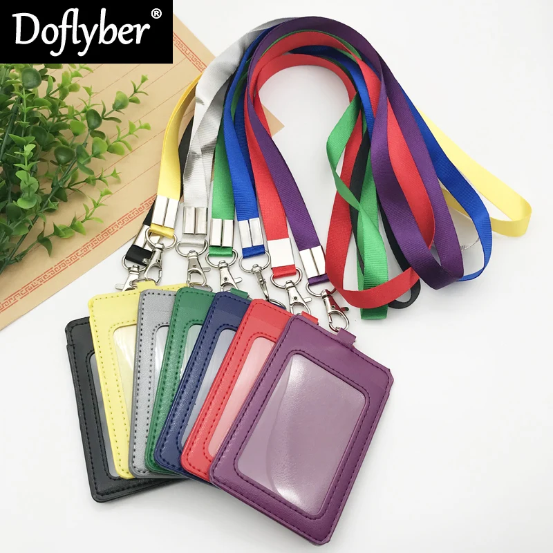 

New ID Work Card Holder with 15mm Neck Strap Rope Set Bank Employee Name Tag Badge Exhibition Lanyard Company Office Supplies