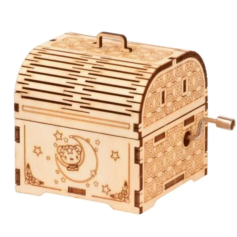 DIY Hand Crank Music Box Model 3D Wooden Puzzle Toy Self Assembly Wood Craft Kit 63HE | Игрушки и хобби