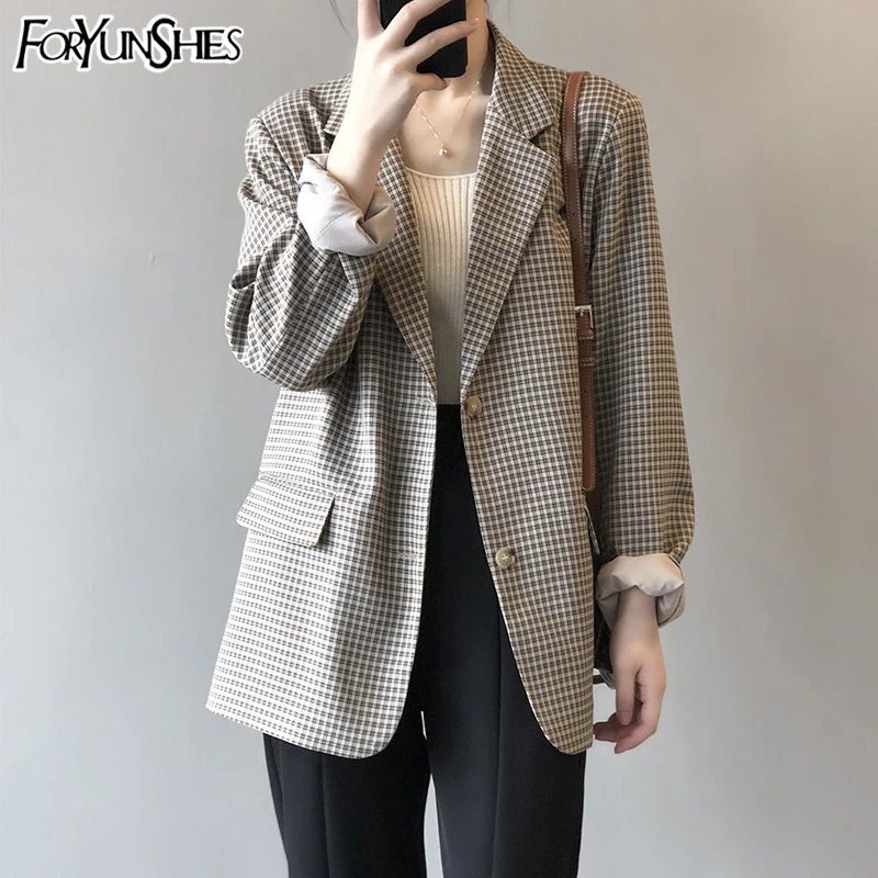 Vintage Houndstooth Plaid Blazer Women Single-breasted Office Business Coat 2021 Spring Elegant Casual Loose Formal Suit Jacket
Vintage Houndstooth Plaid Blazer Women Single-breasted Office Business Coat 2021 Spring Elegant Casual Loose Formal Suit Jacket