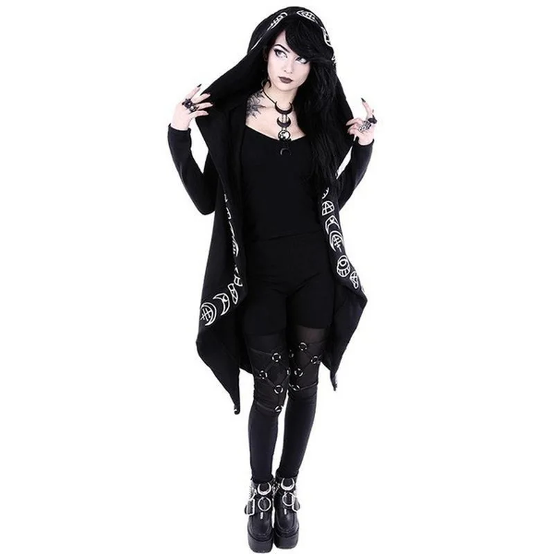 Gothic Punk Style Moon Print Long-sleeved Hooded Hoodies Women Sweatshirts Long Section Female Streetwear
Gothic Punk Style Moon Print Long-sleeved Hooded Hoodies Women Sweatshirts Long Section Female Streetwear