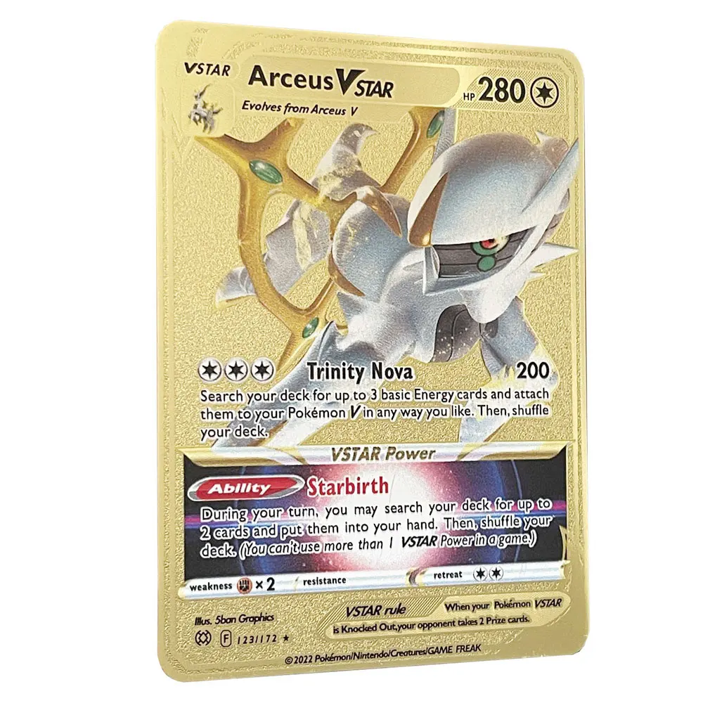 Arceus Vstar золотые Покемоны карты в английском железном металлическом покемоне