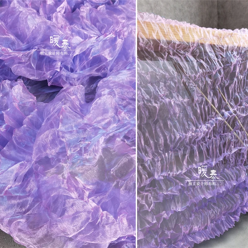 Unique Wave Pleated Tulle Fabric Transparent Violet DIY Patchwork Background Decor Skirts Wedding Dress Clothes Designer Fabric
Unique Wave Pleated Tulle Fabric Transparent Violet DIY Patchwork Background Decor Skirts Wedding Dress Clothes Designer Fabric