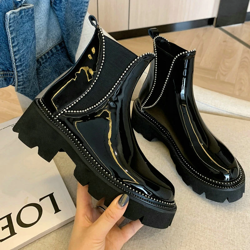 Elastic band Women Boots 2021 Newest Genuine Leather Chunky high Heels Shoes Woman Platform Ankle Boots Winter autumn
Elastic band Women Boots 2021 Newest Genuine Leather Chunky high Heels Shoes Woman Platform Ankle Boots Winter autumn